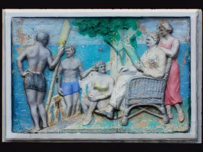 Decor Bas-Relief Georgian Family At Sea Relief Man Woman 3D model