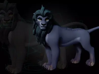 Dark Lion - Stylized Rigged Character from the Lion Pride Series Low-poly 3D model