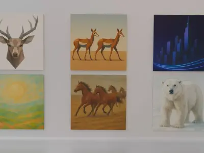 Set of 6 Modern 3D Wall Art Panels  Low-poly 3D model