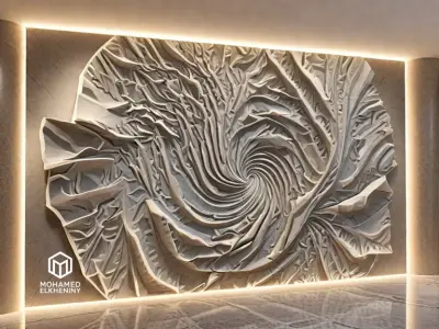modern panel wall decor set relief stl mural CNC 302 3D model