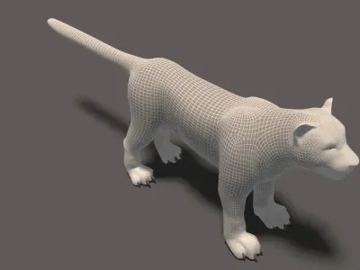 White Tiger High Poly and Low Poly Low-poly 3D model