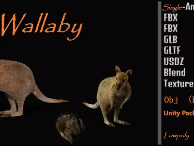 Wallaby Low-poly 3D model
