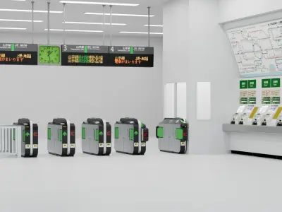 Japanese Railway station Entrance 3D model