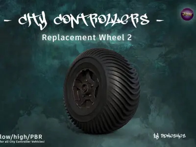 CITY CONTROLLERS Replacement Wheel 2 - PBR lowpoly Low-poly 3D model