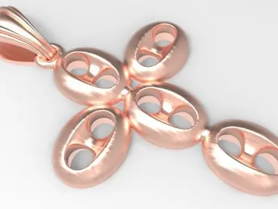 puff Gucci link cross pendant 3D print model