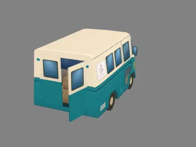 Cartoon pet shop van Low-poly 3D model
