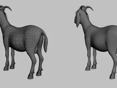 Goat Basemesh Low-poly 3D model