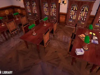 Modular library - interior and props 3D model