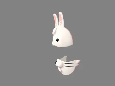 Cartoon white rabbit mask decoration Low-poly 3D model