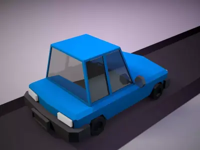Car lowpoly road 3D model
