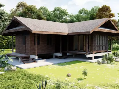 Forest villa-Casa Scene-Modern Villa 3D model