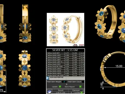 Diamond Hoops Earrings 3D print model 3D Model Collection 3D print model