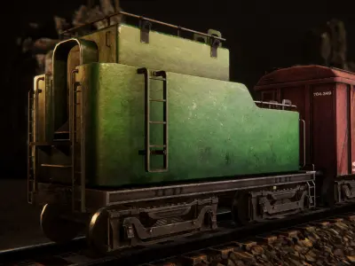 Vintage train Low-poly 3D model