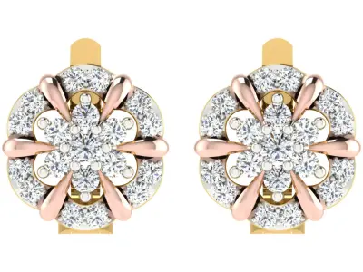 Solitaire Women Stud Earring 3dm STL OBJ FBX Render Details 3D print model