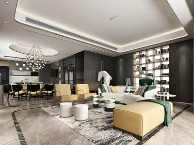 Luxury living room interior 3D model