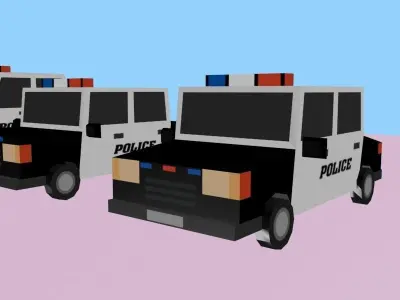 Low Poly Cartoon Police Car 3D Model 2025 Low-poly 3D model