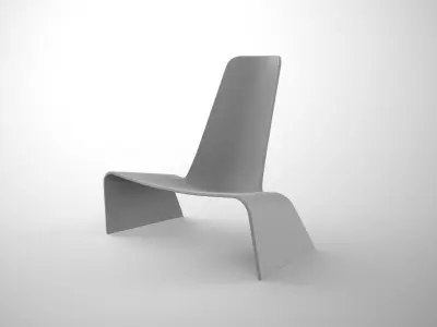 Plank land armchair grey plastic Low-poly 3D model