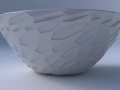 Bowl wide with crystal dents 3D print model
