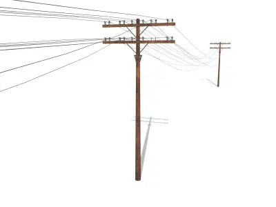 Electricity Pole 33 Weathered Low-poly 3D model