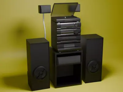 Retro Stereo System  Modular 3D Model for Interior Scenes 3D model
