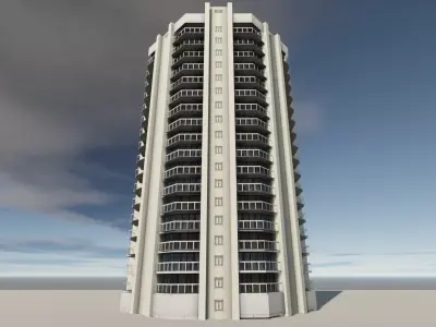 Residential  Apartment  House  building Low-poly 3D model