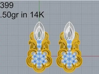 Flower Earring 2399 3D print model