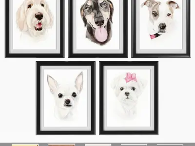 9 Art Frames Happy Pet Art 3D Model Collection