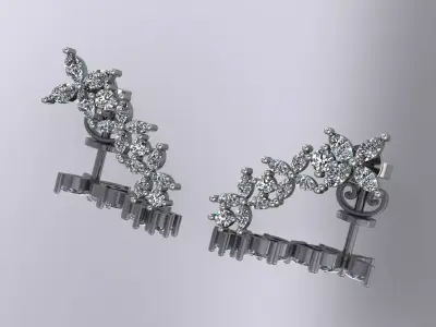 Elegant Earrings Jewelry Brand Gold 3D print model