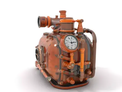 Steampunk Boiler Model Pack with Intricate Details Low-poly 3D model