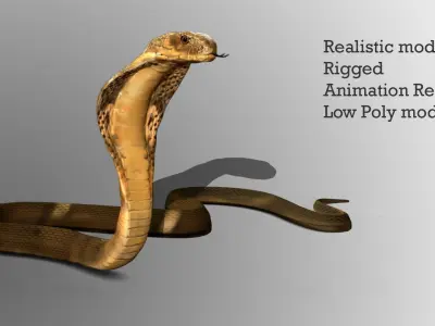 King Cobra Snake - Rigged Low-poly 3D model
