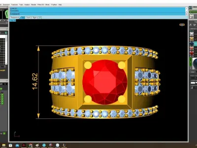 Luxury Square Gemstone Men Ring 3D Model  4070 3D print model