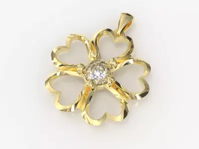 Elegant Heart Petal Flower Pendant 3D Model for Jewelry Design 3D print model