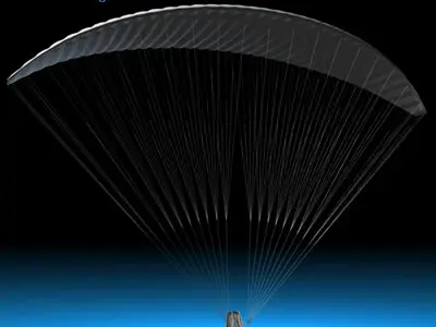 Paraglider paragliding with parachute 3D model