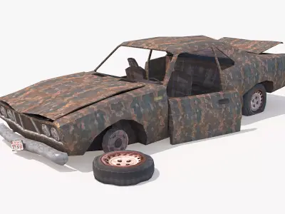 Destroyed Car Low-poly 3D model