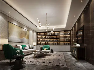 Luxury living room interior 3D model 5