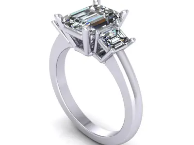 Three Stone Diamond Ring 3D print model