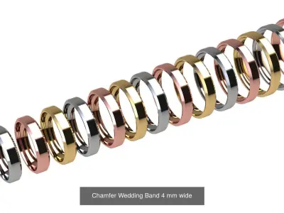 Chamfer Wedding Band Collection 3D Model Pack
