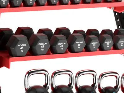 Gym-Tools-Fitness-Body-Building-set-12 gym rack with weights ... 3D model
