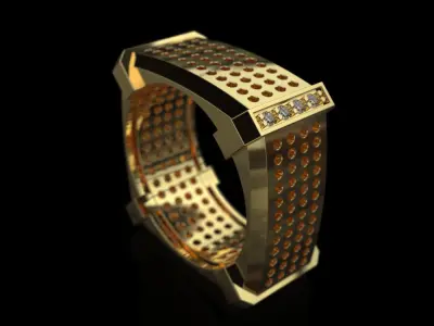 The ring with small diamonds 3D print model
