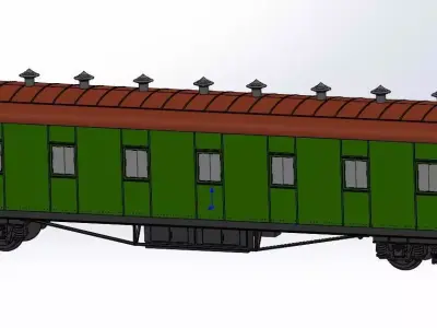 old passenger railroad car 3D print model