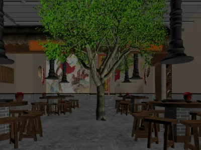 chinese restaurant interior scenes 3D model
