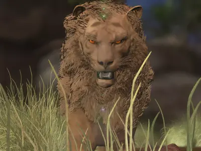 lion with animation Low-poly 3D model