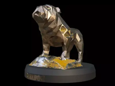 Steampunk Old Bulldog Rock Low-poly 3D model