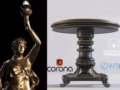 Decorative Set Statue and Table  Low-poly 3D model