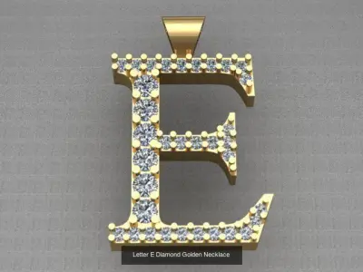 Letters Diamond Golden Necklaces Set 3D Model Pack