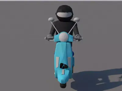 moped ninja on scooter Low-poly 3D model