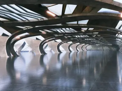 Concrete Corridor Scene - Architectural Background - V1U6 3D model