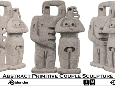 Abstract Primitive Couple Sculpture Low-poly 3D model