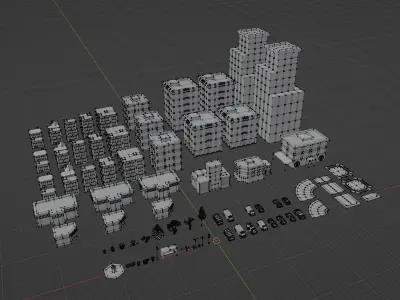 Low Poly City - Asset Pack Low-poly 3D model