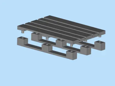 STL printable Wood Pallet  and  Road Safety Cones  3D print model